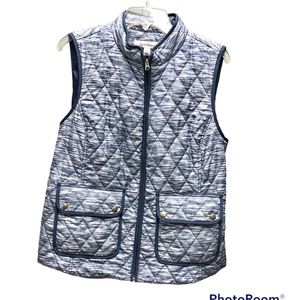 CROFT & BARROW LIGHT BLUE STRIPLE WOMENS 2 POCKESTS SLEEVELESS SIZE M WG